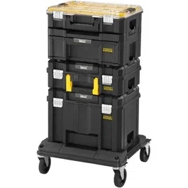 Stanley FMST1-80107 Tour à modules PRO-STACK - 5 éléments (Organiseur, tiroir profond, mallettes, chariot) - Système de rangement modulaire professionnel