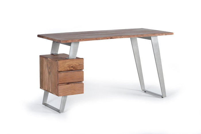 GINER Y COLOMER Bureau avec plateau en bois d'acacia naturel et structure métal - Montage requis GINER Y COLOMER Bureau avec plateau en bois d'acacia naturel et structure métal - Montage requis