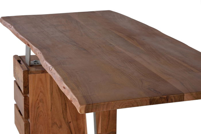 GINER Y COLOMER Bureau avec plateau en bois d'acacia naturel et structure métal - Montage requis GINER Y COLOMER Bureau avec plateau en bois d'acacia naturel et structure métal - Montage requis