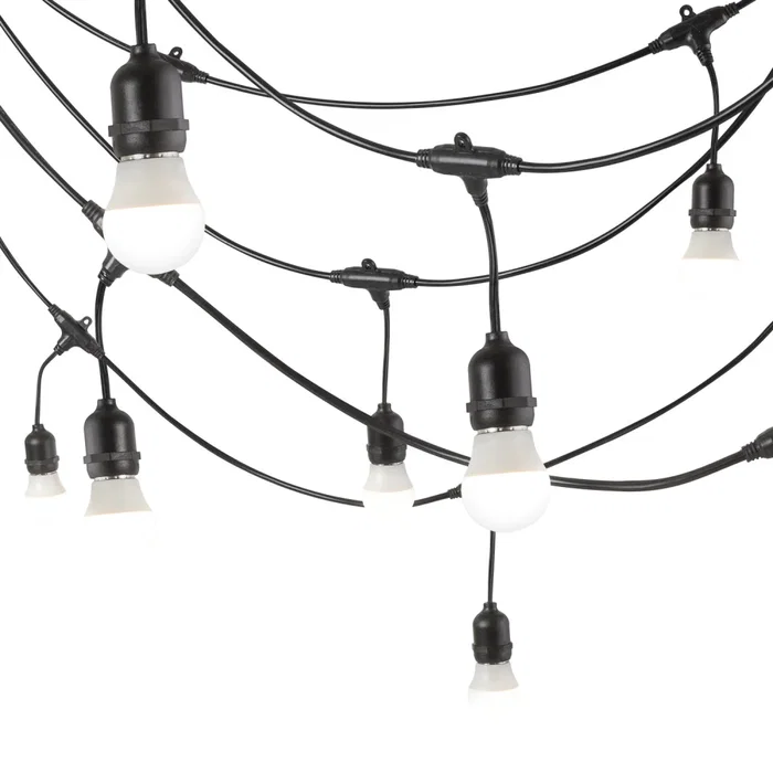 Chaîne 20 douilles E27 10 mètres IP65 sans ampoules [HO-CAD-10M-20xE27]