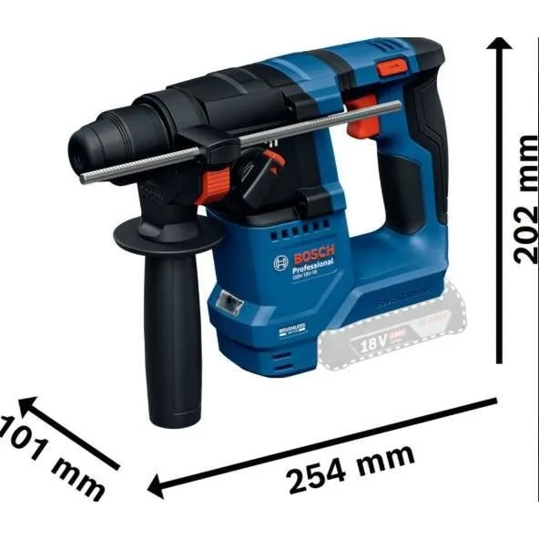 Bosch GBH 18V-18 Solo Perforateur SDS-plus 18V - Poids 2.3 kg, Perçage 18 mm, 2.5 J, Mandrin SDS-Plus - Boîtier Sans Batterie