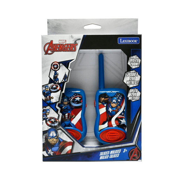 LEXIBOOK - Jeu de Walkie-Talkies Avengers Marvel Vengadores pour enfants - Portée 200m, 2 Canales, clip ceinture, alimentation par piles