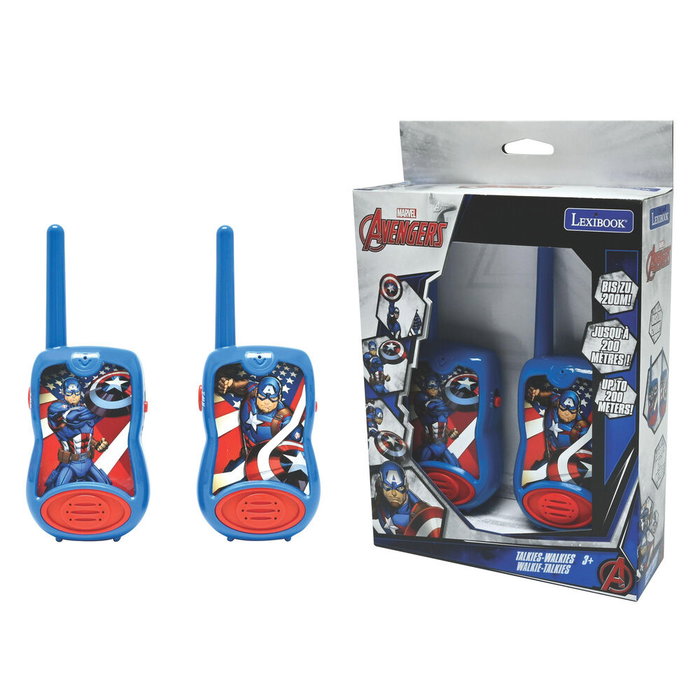 LEXIBOOK - Jeu de Walkie-Talkies Avengers Marvel Vengadores pour enfants - Portée 200m, 2 Canales, clip ceinture, alimentation par piles