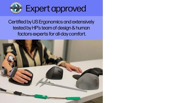 HP Souris verticale ergonomique sans fil 925 avec récepteur USB intégré et repose-poignet magnétique - Confort professionnel