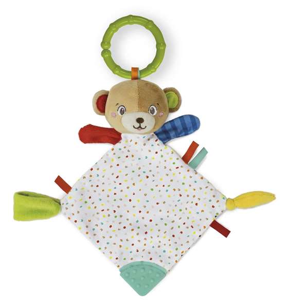 Clementoni Doudou Couverture Porte-sucette Peluche Ourson Doux - Transformable - Dimensions 18x25x6 cm