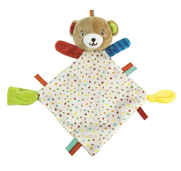 Clementoni Doudou Couverture Porte-sucette Peluche Ourson Doux - Transformable - Dimensions 18x25x6 cm