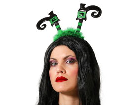 Atosa Serre-tête de Sorcière Noire avec Cornes Vertes et Chaussures Vertes