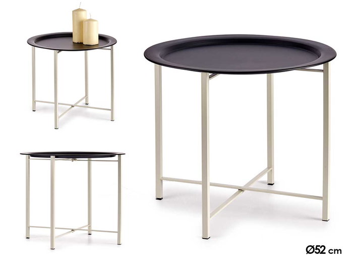 Giftdecor Table d'appoint noire 52 x 44 x 52 cm en métal (Set de 4) Giftdecor Table d'appoint noire 52 x 44 x 52 cm en métal (Set de 4)