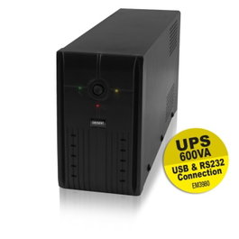Eminent UPS 600 VA 360 W RS232 Protection sur ligne téléphonique USB Autonomie 10 min 3 Prises IEC C13