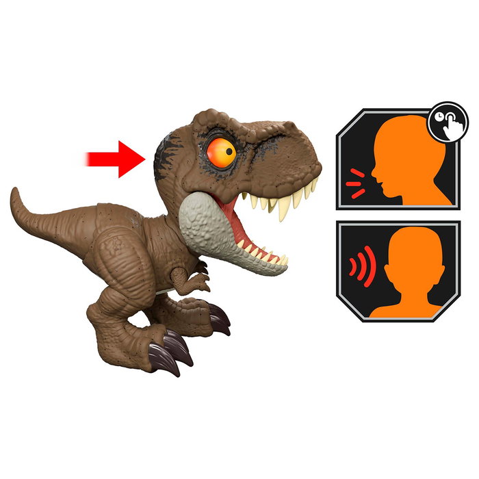 MATTEL Jurassic World Figurine T-Rex Roar Command Parlant - Jouet Dinosaure avec Attaque et Rugissement - Compatible Anglais, Français, Allemand MATTEL Jurassic World Figurine T-Rex Roar Command Parlant - Jouet Dinosaure avec Attaque et Rugissement - Compatible Anglais, Français, Allemand