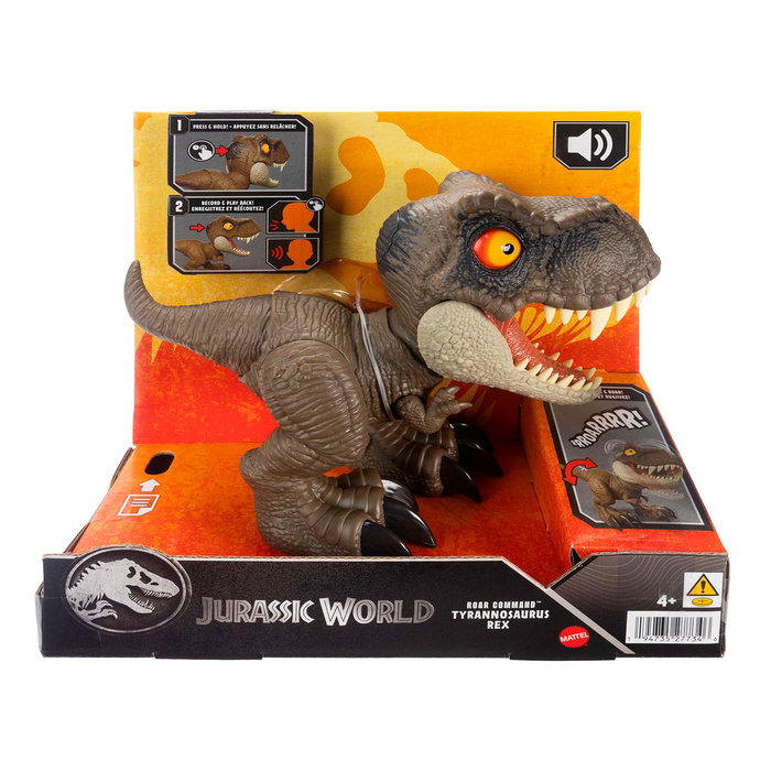 MATTEL Jurassic World Figurine T-Rex Roar Command Parlant - Jouet Dinosaure avec Attaque et Rugissement - Compatible Anglais, Français, Allemand MATTEL Jurassic World Figurine T-Rex Roar Command Parlant - Jouet Dinosaure avec Attaque et Rugissement - Compatible Anglais, Français, Allemand