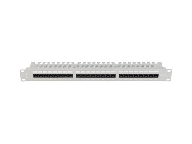 Lanberg Panneau de brassage 24 ports Cat.6A UTP 1U 19 pouces avec organisateur de câbles gris