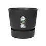 Elho Pot de fleurs rond Greenville 30 pour exterieur, Ø 29.5 x H 27.8 cm, 13.3 litres, reservoir d'eau integre, resistant au gel, plastique 100% recycle, couleur Vivre Noir