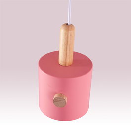 Scarlet Lampe à Suspension Saumon en Bois et Acier, 1xE27