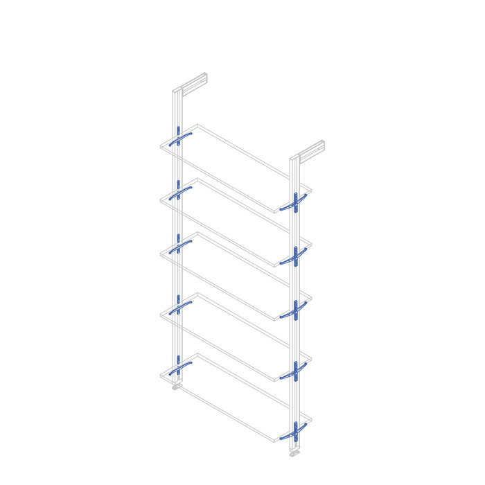 Emuca Lot de consoles pour 5 étagères en bois pour la structure Zero, planches non incluses, Zamak, Peint gris pierre Emuca Lot de consoles pour 5 étagères en bois pour la structure Zero, planches non incluses, Zamak, Peint gris pierre