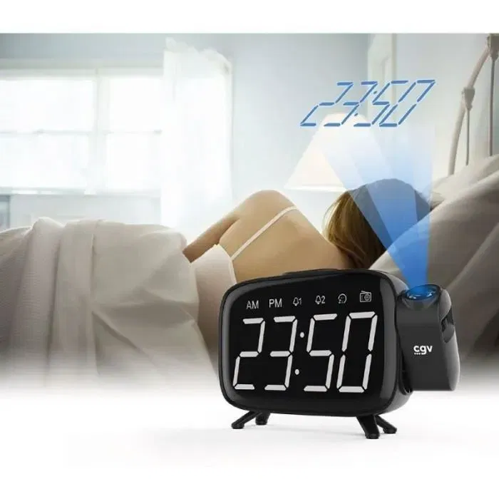 CGV CR-P10 Radio-réveil avec Projection de l'Heure au Plafond, Double Alarme, Radio FM, Écran LED, Minuterie de Sommeil, Gros Boutons pour Utilisation Facile CGV CR-P10 Radio-réveil avec Projection de l'Heure au Plafond, Double Alarme, Radio FM, Écran LED, Minuterie de Sommeil, Gros Boutons pour Utilisation Facile
