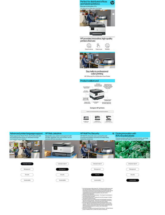 HP OfficeJet Pro 9120b - Imprimante multifonction couleur sans fil pour bureau - Impression, scan, copie, fax - Écran tactile - Chargeur automatique