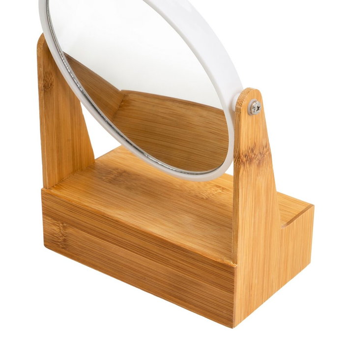 BigBuy Home Miroir Grossissant Blanc Naturel Bambou 2x