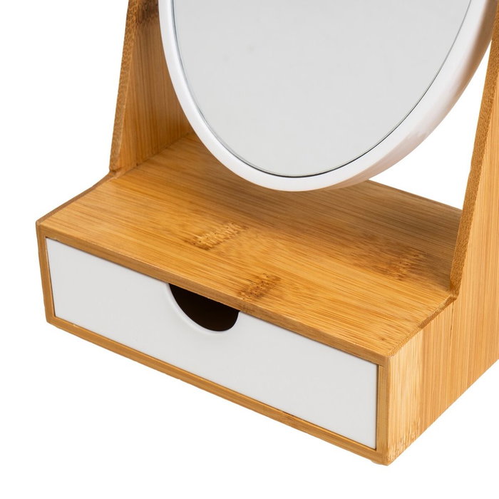 BigBuy Home Miroir Grossissant Blanc Naturel Bambou 2x