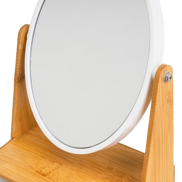 BigBuy Home Miroir Grossissant Blanc Naturel Bambou 2x
