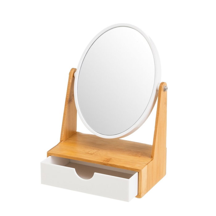 BigBuy Home Miroir Grossissant Blanc Naturel Bambou 2x