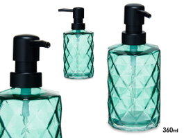Berilo Distributeur de Savon Bleu Vert Diamant 360 ml Cristal et Plastique 9x18x7 cm (Set de 12)