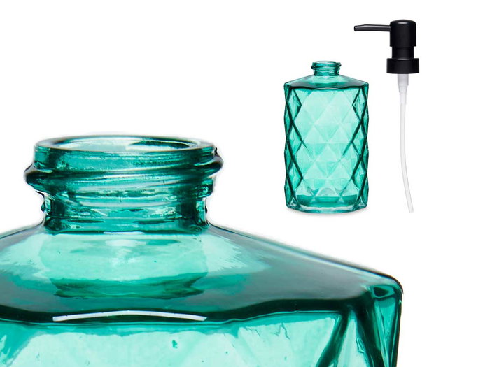 Berilo Distributeur de Savon Bleu Vert Diamant 360 ml Cristal et Plastique 9x18x7 cm (Set de 12)