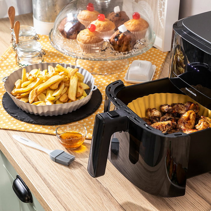 Pack de 4 paniers en silicone avec poignées pour friteuse à air et 2 pinceaux InnovaGoods