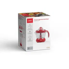 Livoo Presse-agrumes électrique DOD131RC - 25 W, avec 2 cônes (grand et petit), bol 700 ml, démarrage automatique, rotation bidirectionnelle - Rouge