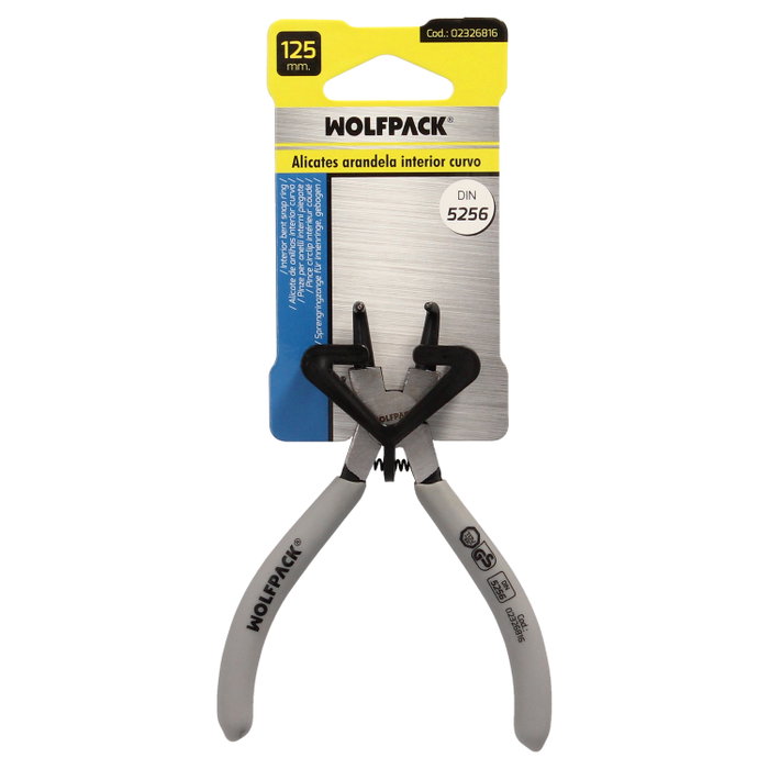WOLFPACK LINEA PROFESIONAL Pince à anneau pour circlips intérieurs courbes 125 DIN5256 WOLFPACK LINEA PROFESIONAL Pince à anneau pour circlips intérieurs courbes 125 DIN5256