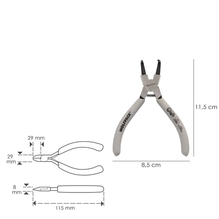 WOLFPACK LINEA PROFESIONAL Pince à anneau pour circlips intérieurs courbes 125 DIN5256 WOLFPACK LINEA PROFESIONAL Pince à anneau pour circlips intérieurs courbes 125 DIN5256