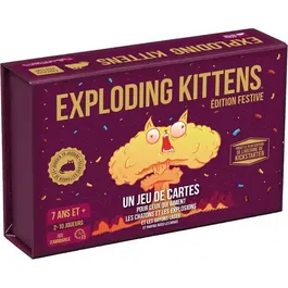 Jeu de société - Asmodee - Exploding Kittens : Édition Festive - Français - Durée 15 min - À partir de 7 ans - Version voyage
