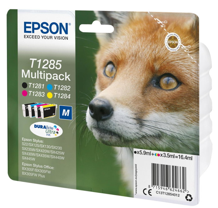 Epson Multipack d'encres T1285 DURABrite Ultra (Noir, Cyan, Magenta, Jaune) C13T12854012
