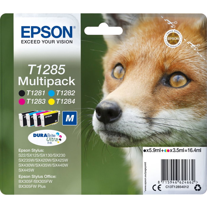 Epson Multipack d'encres T1285 DURABrite Ultra (Noir, Cyan, Magenta, Jaune) C13T12854012