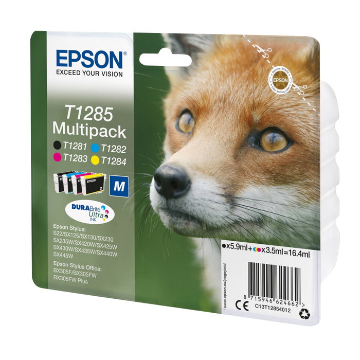 Epson Multipack d'encres T1285 DURABrite Ultra (Noir, Cyan, Magenta, Jaune) C13T12854012