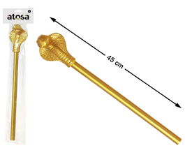 Bâton Égyptien Doré avec Tête de Cobra 45 cm pour Costume Faraon Cléopâtre Accessoire Fête Halloween Carnaval