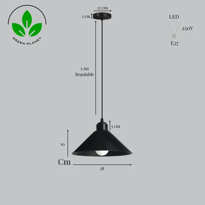Lampe Suspendue Colt Noir/Noir/Noir Compatible LED E27 Design Moderne et Ajustable