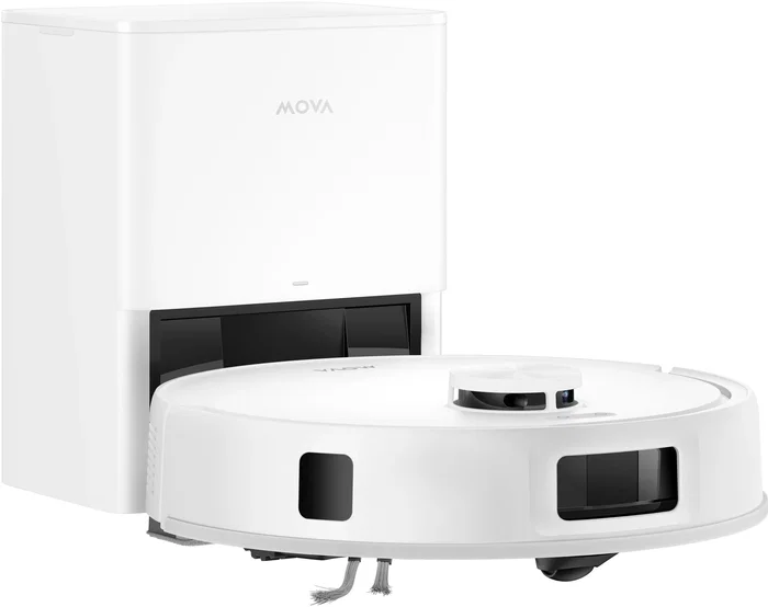 MOVA Aspirateur Robot Laveur E20S PRO PLUS - 13000 Pa Aspiration Puissante, Navigation Intelligente 3DAdapt, Fonction 2-en-1, Batterie Longue Durée - Blanc