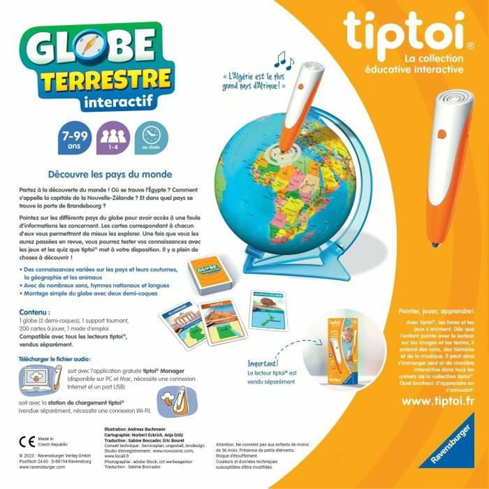Ravensburger Globe Terrestre Interactif tiptoi® avec 200 cartes