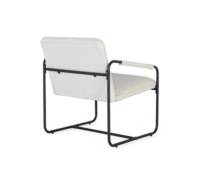 GINER Y COLOMER Tapiza2 - Lot de 2 fauteuils design en tissu beige avec coussin et structure en fer noir mat