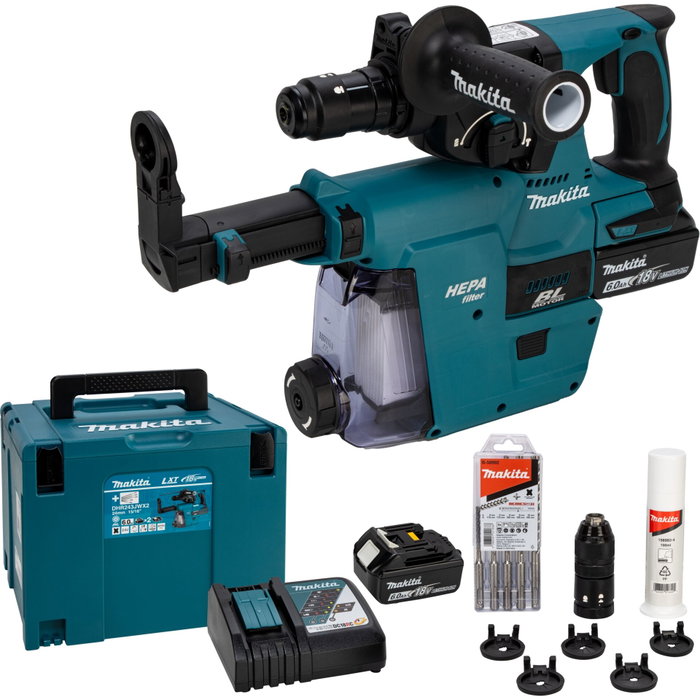 Makita DHR243JWX2 Marteau Combiné Sans Fil avec 2 Batteries et Chargeur Makita DHR243JWX2 Marteau Combiné Sans Fil avec 2 Batteries et Chargeur