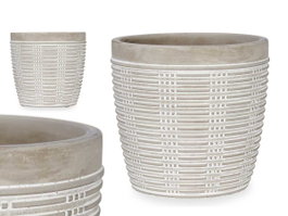Ibergarden Pot de Fleurs en Ciment Rayé Gris 13,5x13 cm (Set de 8)