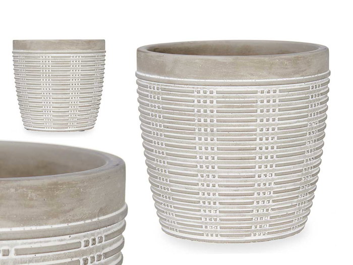 Ibergarden Pot de Fleurs en Ciment Rayé Gris 13,5x13 cm (Set de 8) Ibergarden Pot de Fleurs en Ciment Rayé Gris 13,5x13 cm (Set de 8)