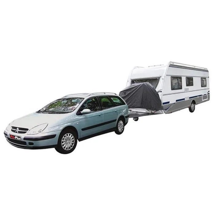 HTC EQUIPEMENT Pack Départ Camping 3 Pièces: Housse pour 2 Vélos, Sangle Anti-Tempête, Adaptateur Remorque 13 à 7 Broches