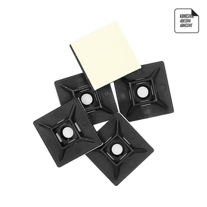 WOLFPACK LINEA PROFESIONAL Base Adhésive pour Colliers de Serrage 19x19 mm Noir, 100 Unités