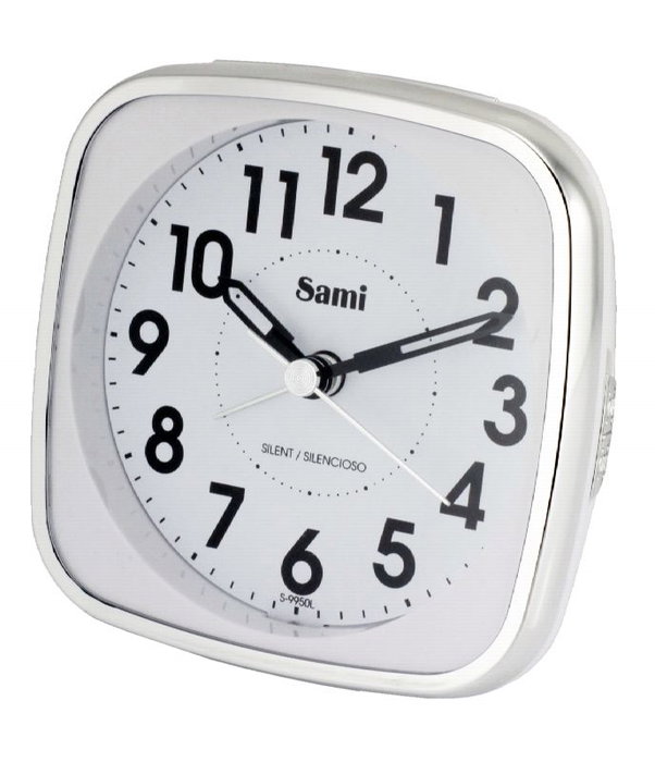 SAMI Réveil analogique silencieux LED vert argent