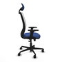 Chaise Zulema Synchro 3 positions tissu Bleu foncé Maille Blanc Base en nylon noir Accoudoir 2D Appui-tête Roulettes 65mm nylon