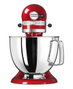 Kitchenaid Robot Pâtissier Artisan 5KSM125 EER, 4,8 litres, Rouge, Mélangeur Planétaire, Moteur à Transmission Directe, avec Bol en Acier Inoxydable et Accessoires