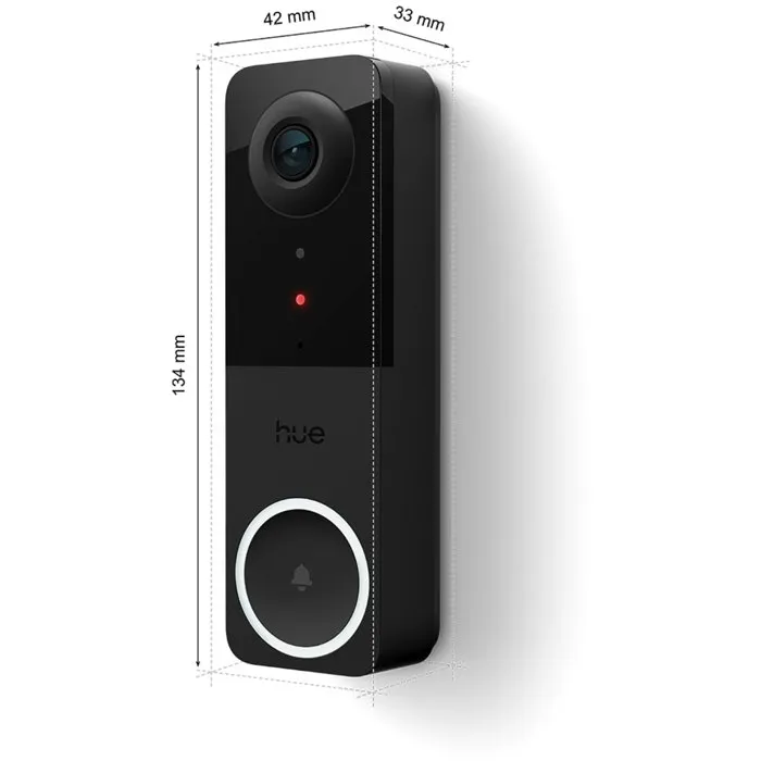 Philips Hue - Sonnette vidéo filaire connectée extérieure 2K avec vision nocturne Starlight, conversation bidirectionnelle et compatibilité éclairage Hue