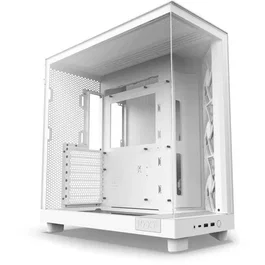 NZXT H6 Flow CC-H61FW – Boîtier PC Moyen-Tour Blanc avec Architecture Double Chambre, Verre Trempé et Refroidissement par Air